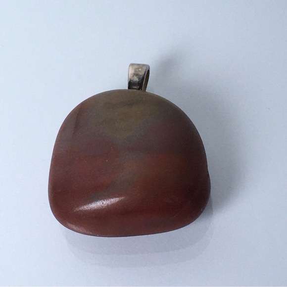 Gemstone Pendant Brown Red Jasper 1” - Picture 3 of 3